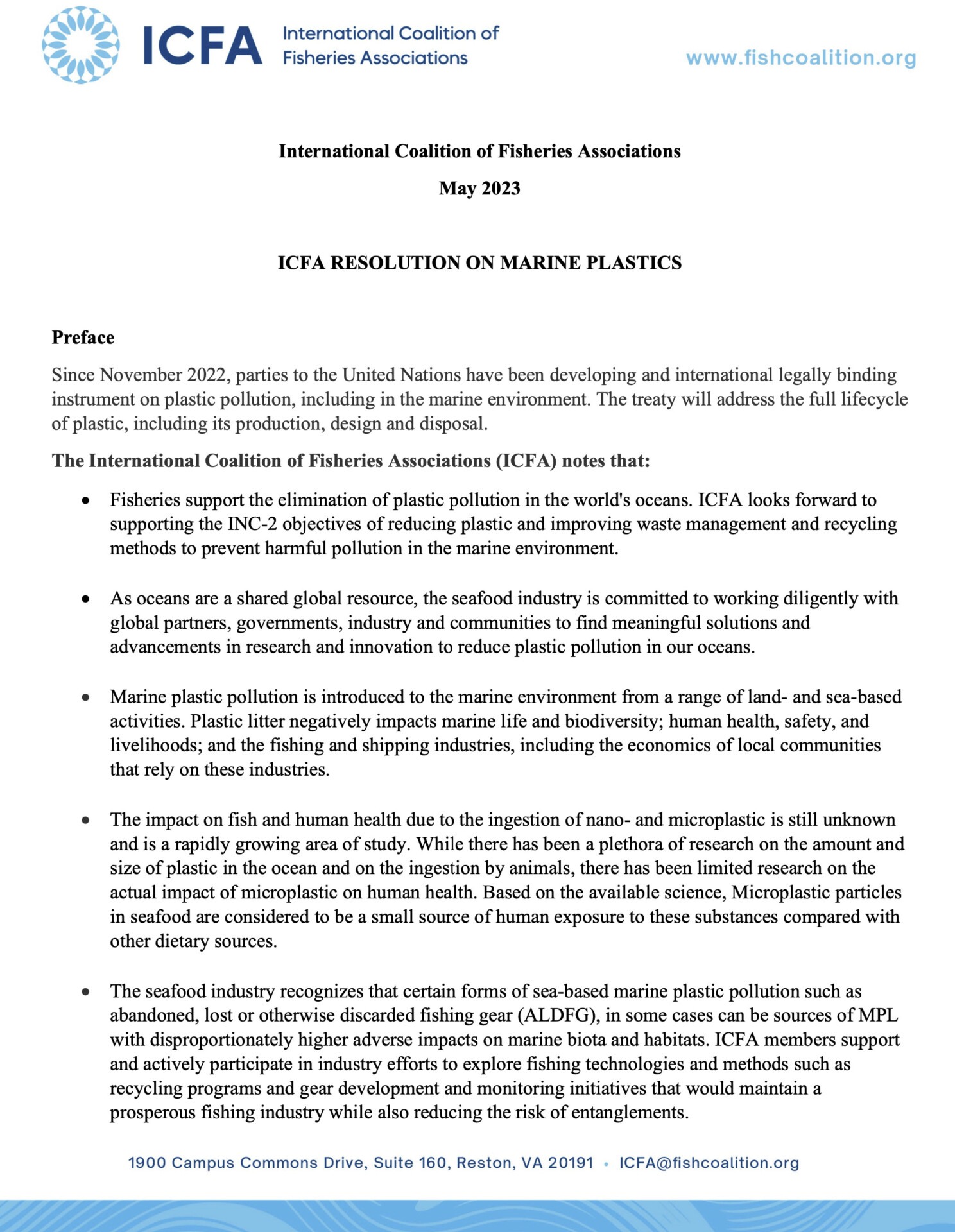 2023 ICFA Marine Plastics Resolution